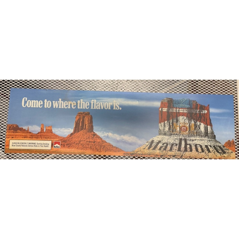 Vintage 1998 Marlboro Light Box Advertising Panel Come To Where Flavor Is 12x43